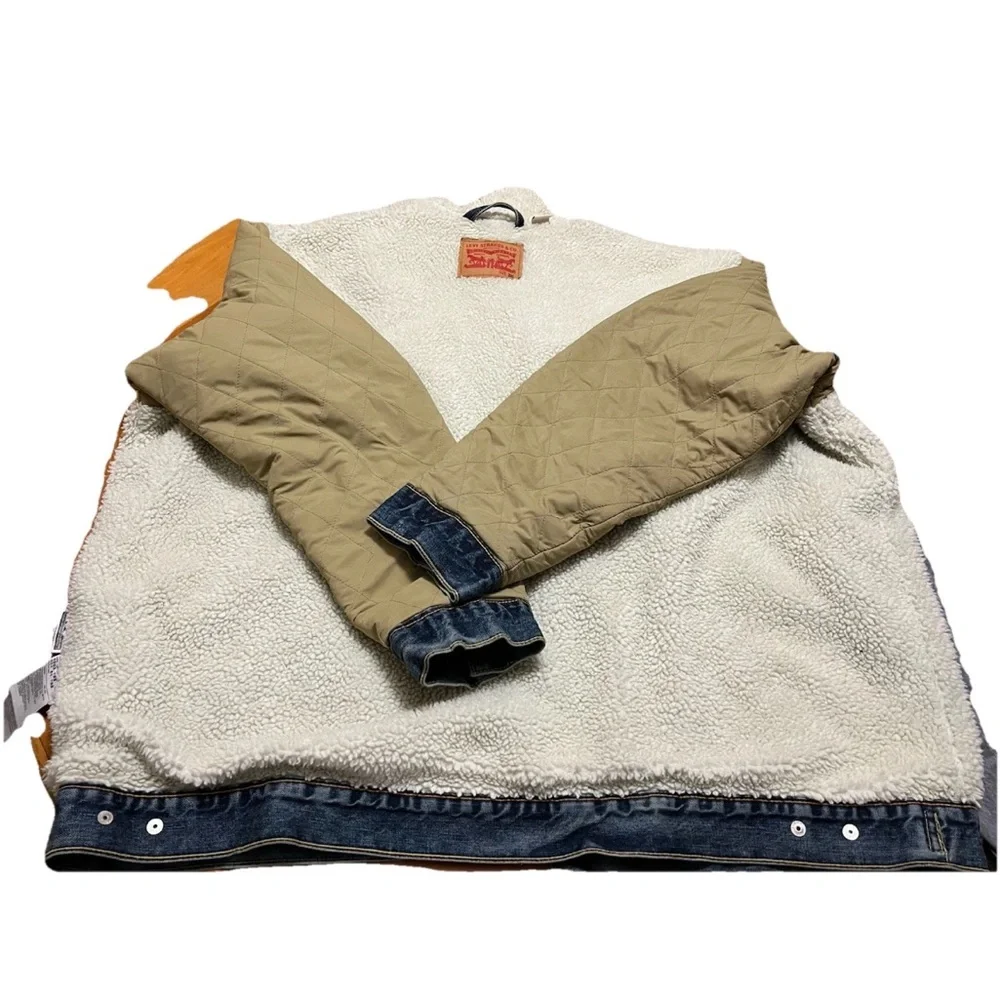 Levi’s Men’s Sherpa Trucker Jacket 3XL Medium Blue Denim Clean Sherpa - Picture 14 of 14